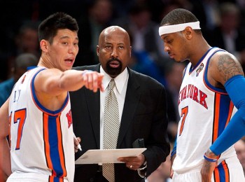 Jeremy Lin, Mike Woodson, Carmelo Anthony