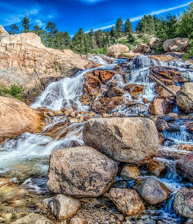 The Roaring River falls at the Alluvial Fan.