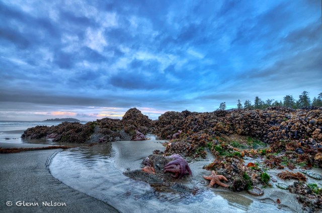 A bit after sunset on Chesterman Beach, near the Wickaninnish Inn.
