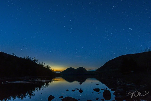 Stars over Jordan Pond, serenaded by loons and coyotes.